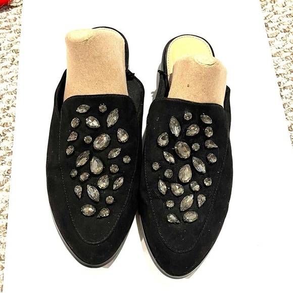 Rhinestone suede slides - Picture 3 of 7